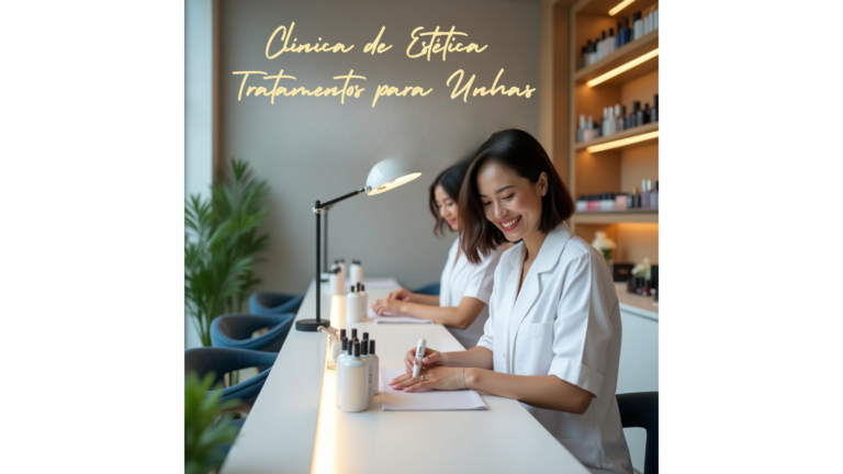 Profissional especializada cuidando das unhas de uma cliente em uma clínica de estética moderna e bem equipada.