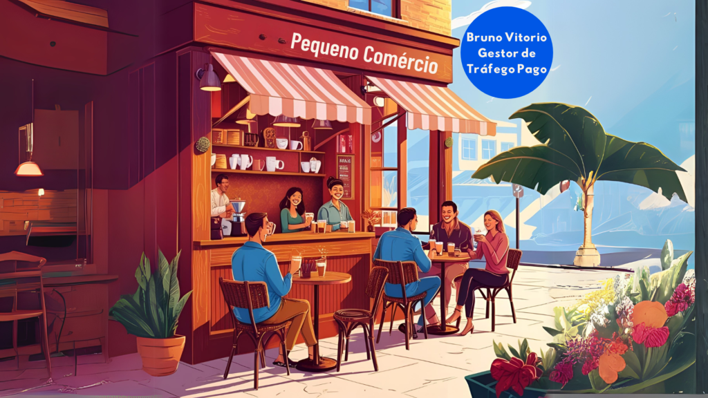 Comerciante satisfeito analisando relatórios de crescimento e aumento de clientes no computador.